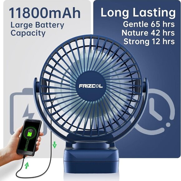Clip on Fan 65 Hours Portable Desk Fan Rechargeable with LED Lights & Hooks 1200 - Picture 2 of 7
